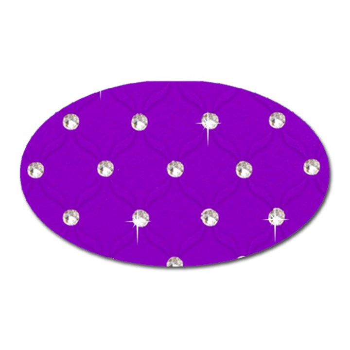 Royal Purple and Silver Bead Bling Large Sticker Magnet (Oval)