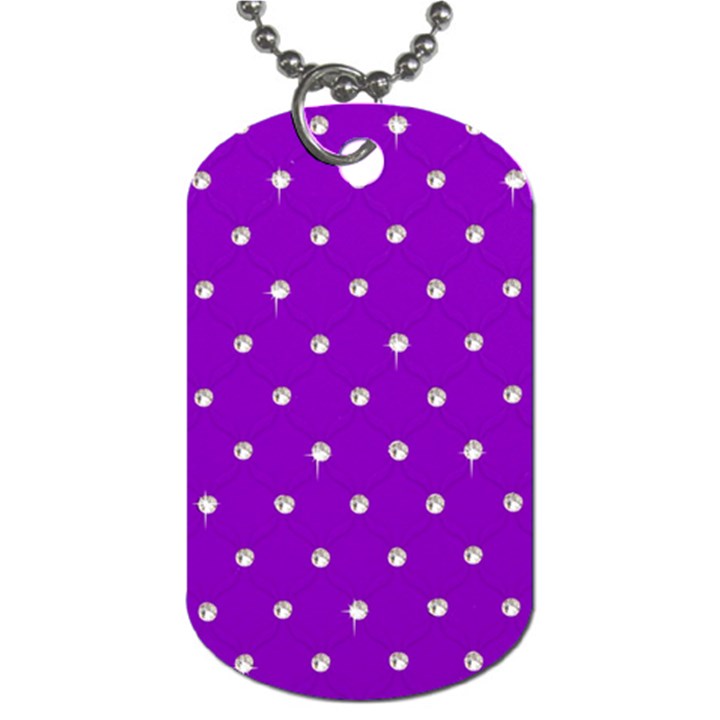 Royal Purple and Silver Bead Bling Twin-sided Dog Tag