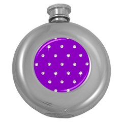 Royal Purple And Silver Bead Bling Hip Flask (round) by artattack4all