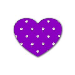 Royal Purple And Silver Bead Bling 4 Pack Rubber Drinks Coaster (heart) by artattack4all