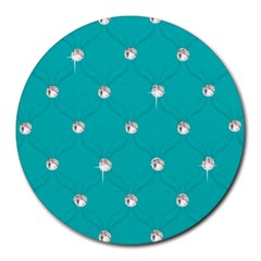 Turquoise Diamond Bling 8  Mouse Pad (round)