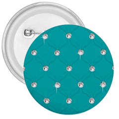 Turquoise Diamond Bling Large Button (round)