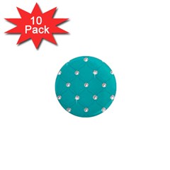 Turquoise Diamond Bling 10 Pack Mini Magnet (round) by artattack4all