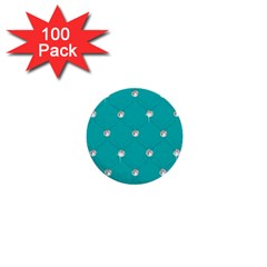 Turquoise Diamond Bling 100 Pack Mini Button (round) by artattack4all