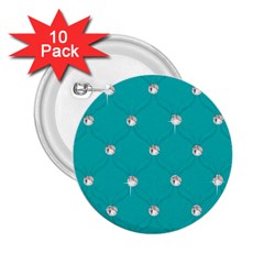 Turquoise Diamond Bling 10 Pack Regular Button (round)