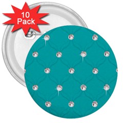 Turquoise Diamond Bling 10 Pack Large Button (round) by artattack4all