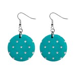 Turquoise Diamond Bling Mini Button Earrings Front