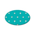 Turquoise Diamond Bling Sticker (Oval) Front