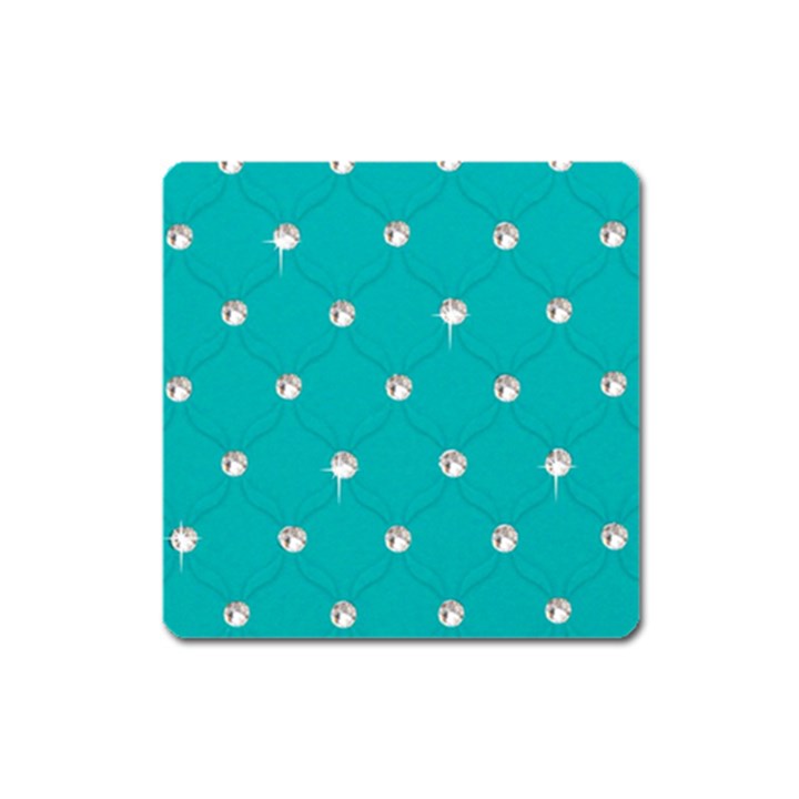 Turquoise Diamond Bling Large Sticker Magnet (Square)