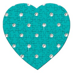 Turquoise Diamond Bling Jigsaw Puzzle (heart)