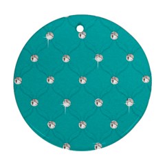 Turquoise Diamond Bling Twin-sided Ceramic Ornament (round)