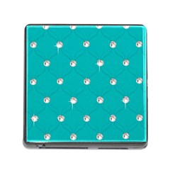 Turquoise Diamond Bling Card Reader With Storage (square)