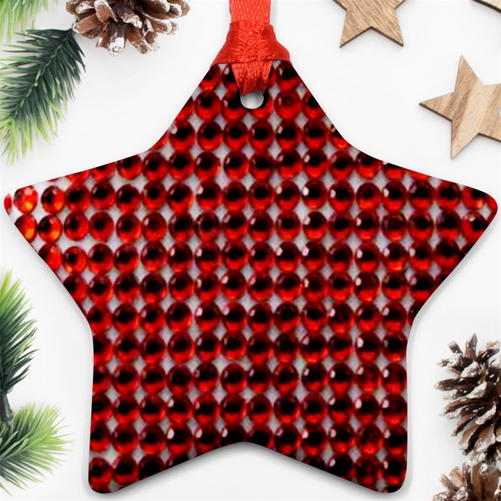 Deep Red Sparkle Bling Ceramic Ornament (Star)