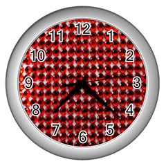 Deep Red Sparkle Bling Silver Wall Clock by artattack4all