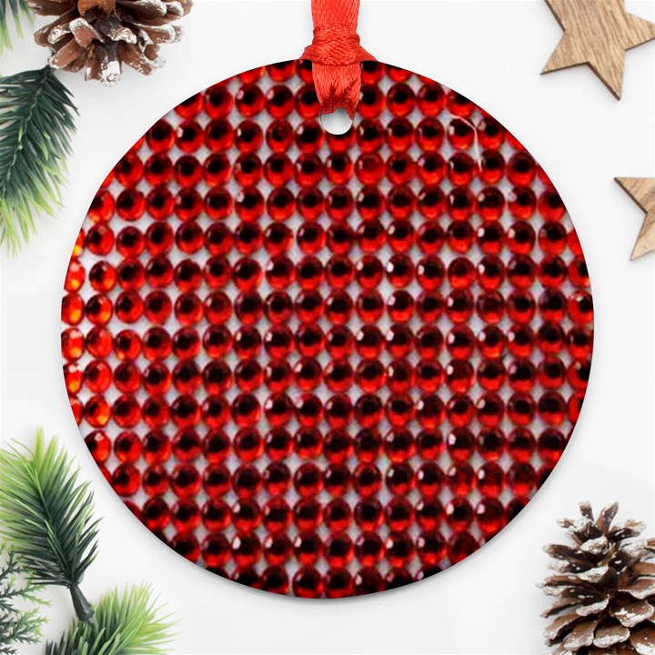 Deep Red Sparkle Bling Twin-sided Ceramic Ornament (Round)