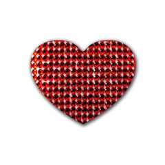 Deep Red Sparkle Bling Rubber Drinks Coaster (heart) by artattack4all