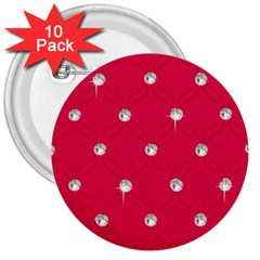 Red Diamond Bling  10 Pack Large Button (round) by artattack4all