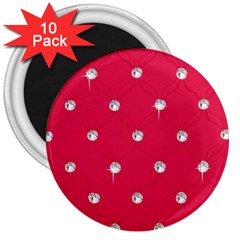 Red Diamond Bling  10 Pack Large Magnet (round)