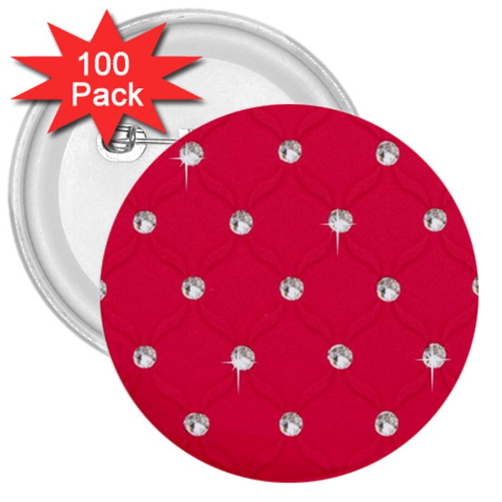 Red Diamond Bling  100 Pack Large Button (Round)