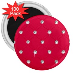 Red Diamond Bling  100 Pack Large Magnet (round)