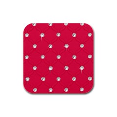 Red Diamond Bling  4 Pack Rubber Drinks Coaster (square)