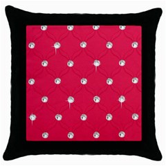 Red Diamond Bling  Black Throw Pillow Case