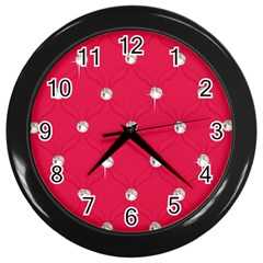 Red Diamond Bling  Black Wall Clock