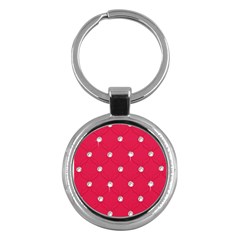 Red Diamond Bling  Key Chain (round)