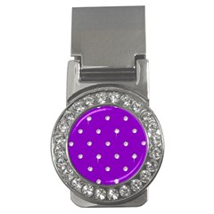 Royal Purple Sparkle Bling Money Clip With Gemstones (round)