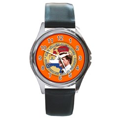 King Willem-alexander Black Leather Watch (round) by artattack4all