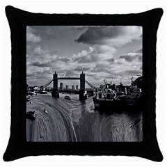 River Thames Waterfall Black Throw Pillow Case by Londonimages