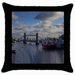 Thames Waterfall Color Black Throw Pillow Case by Londonimages