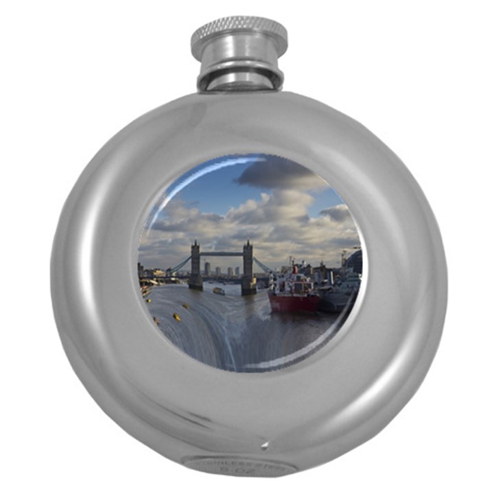 Thames Waterfall Color Hip Flask (Round)