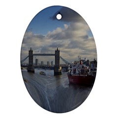 Thames Waterfall Color Oval Ornament (two Sides)