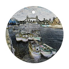 River Thames Art Ceramic Ornament (round)