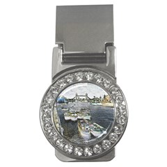 River Thames Art Money Clip With Gemstones (round)