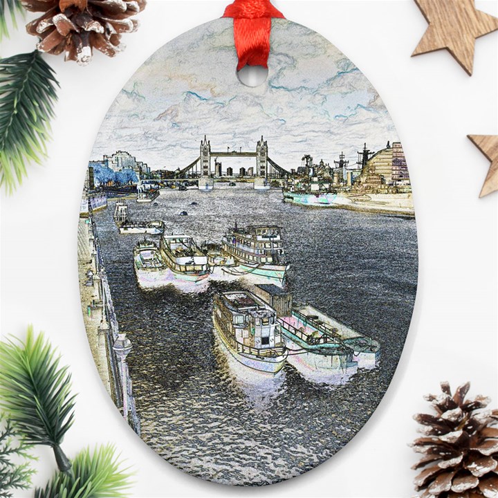 River Thames Art Oval Ornament (Two Sides)