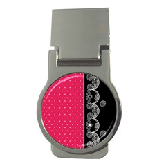 Lace Dots With Black Pink Money Clip (round)