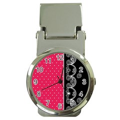 Lace Dots With Black Pink Money Clip Watch