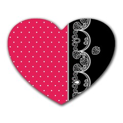 Lace Dots With Black Pink Mousepad (heart)