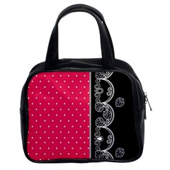 Lace Dots With Black Pink Classic Handbag (two Sides)