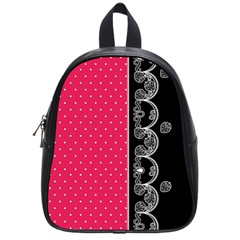 Lace Dots With Black Pink School Bag (small)