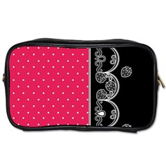 Lace Dots With Black Pink Toiletries Bag (two Sides)