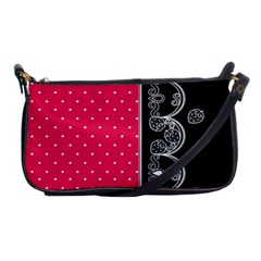 Lace Dots With Black Pink Shoulder Clutch Bag