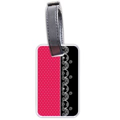 Lace Dots With Black Pink Luggage Tag (one Side)