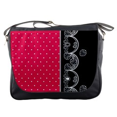 Lace Dots With Black Pink Messenger Bag by strawberrymilk