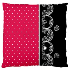 Lace Dots With Black Pink Large Cushion Case (one Side)