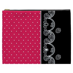 Lace Dots With Black Pink Cosmetic Bag (xxxl)