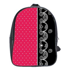 Lace Dots With Black Pink School Bag (xl) by strawberrymilk