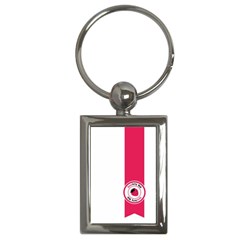 Brand Ribbon Pink With White Key Chain (rectangle)